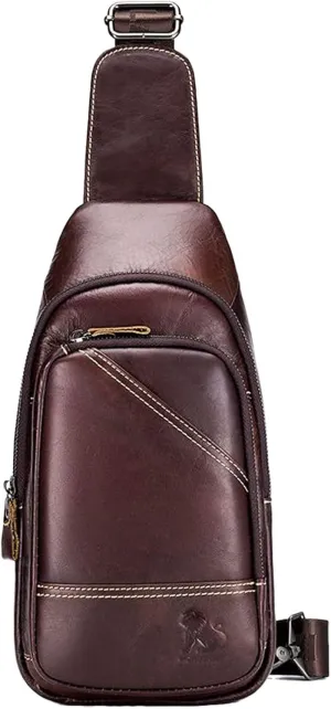 EINYNIUER Leather Chest Bag Sling Backpack Sling Chest Bag for Men Shoulder Backpack Boy Shoulder Bag for Outdoor Sports Hiking Cycling Mountaineering Travel