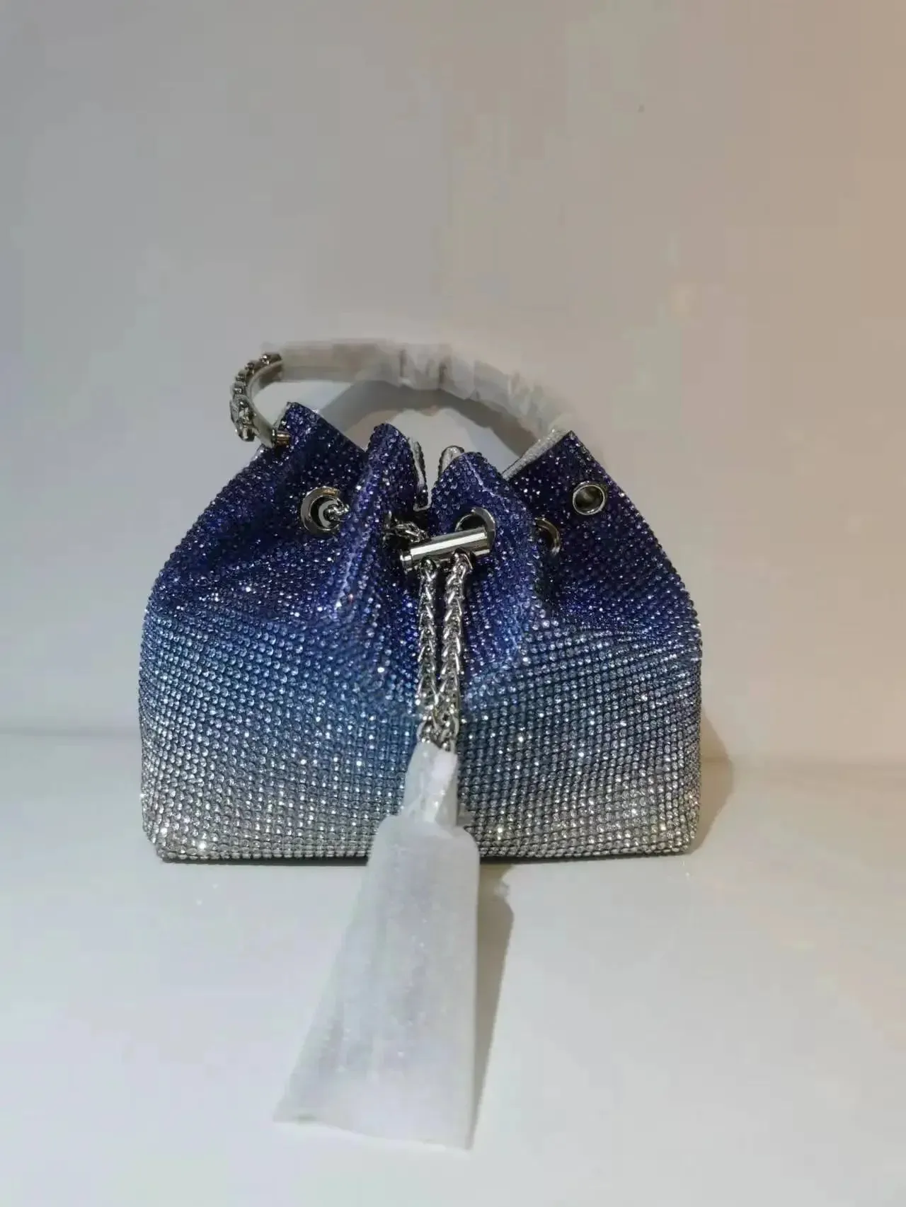 Elegant Women's Fashion Bucket Bag with Sparkling Diamond Embroidery - Hard Shell Shoulder Purse