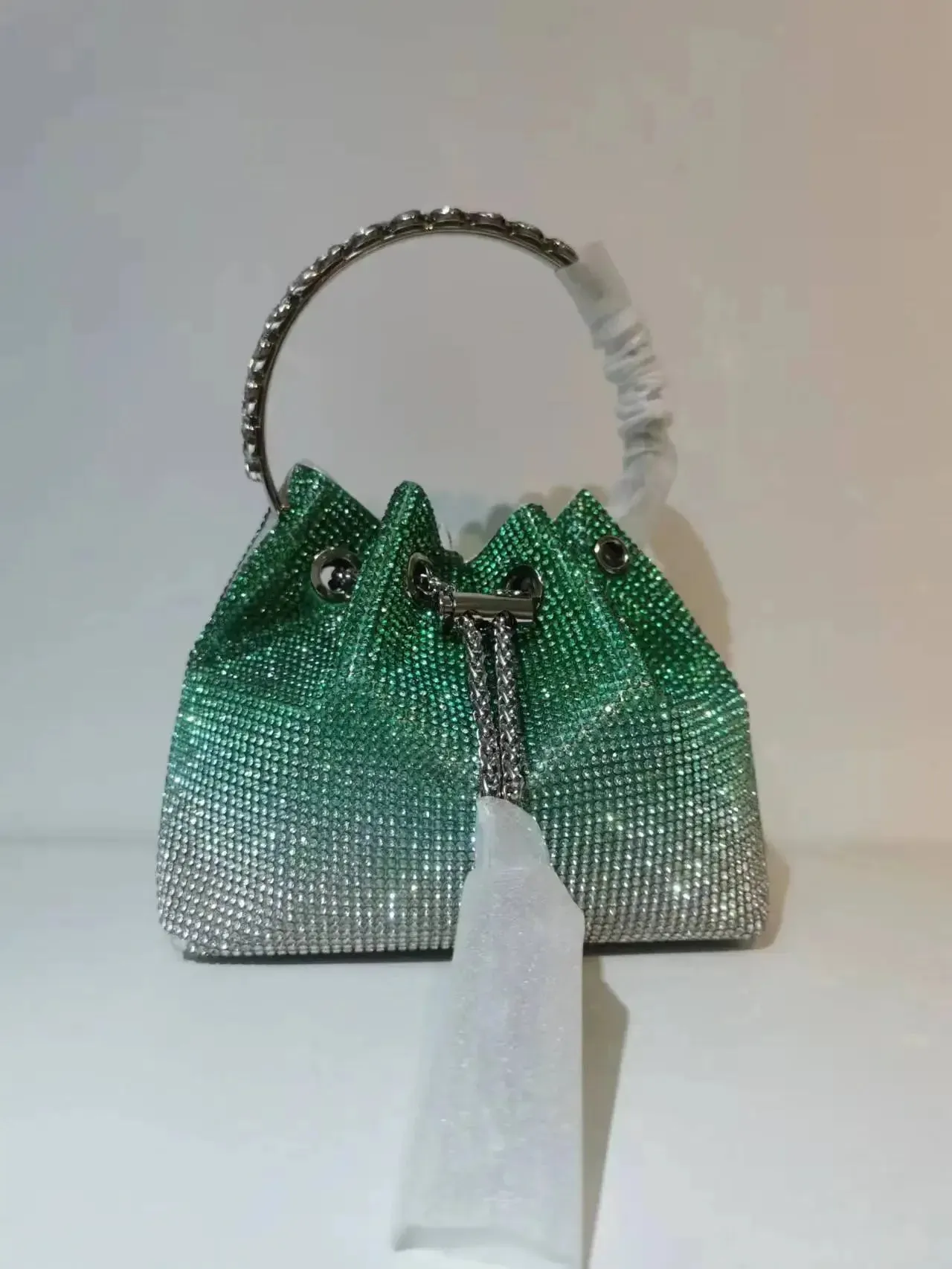 Elegant Women's Fashion Bucket Bag with Sparkling Diamond Embroidery - Hard Shell Shoulder Purse