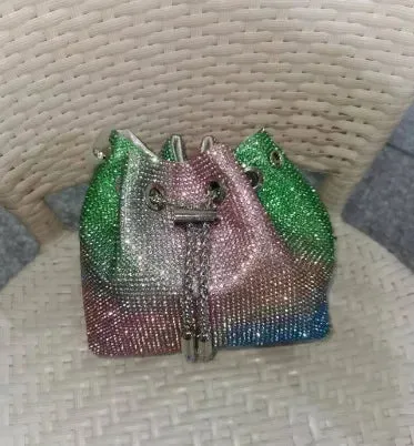 Elegant Women's Fashion Bucket Bag with Sparkling Diamond Embroidery - Hard Shell Shoulder Purse