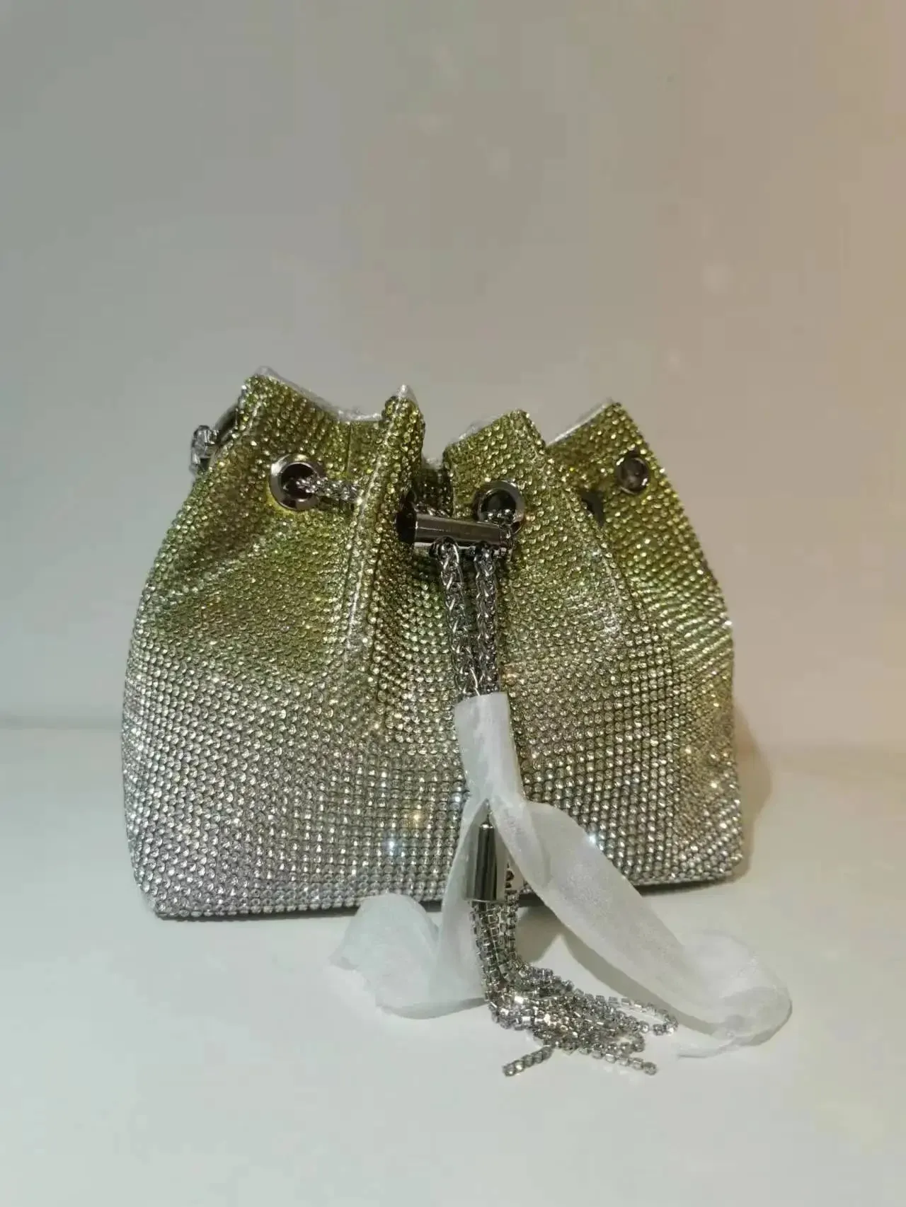 Elegant Women's Fashion Bucket Bag with Sparkling Diamond Embroidery - Hard Shell Shoulder Purse