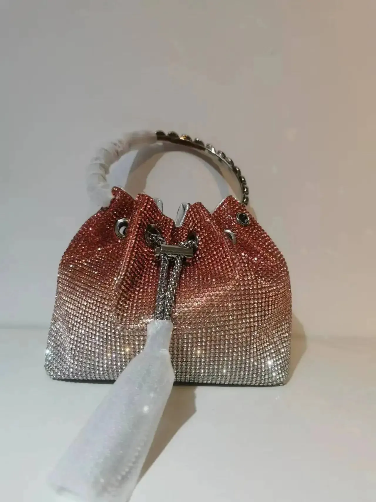Elegant Women's Fashion Bucket Bag with Sparkling Diamond Embroidery - Hard Shell Shoulder Purse