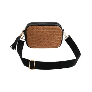 Escape Crossbody Rafia Weave Bag | Brown & Black