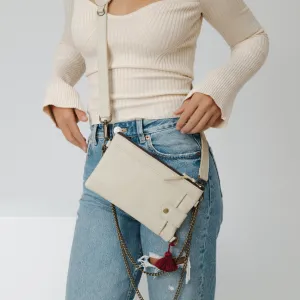 EVERYTHING CLUTCH WITH 3 D-RINGS - FULL LEATHER COLLECTION - BONE