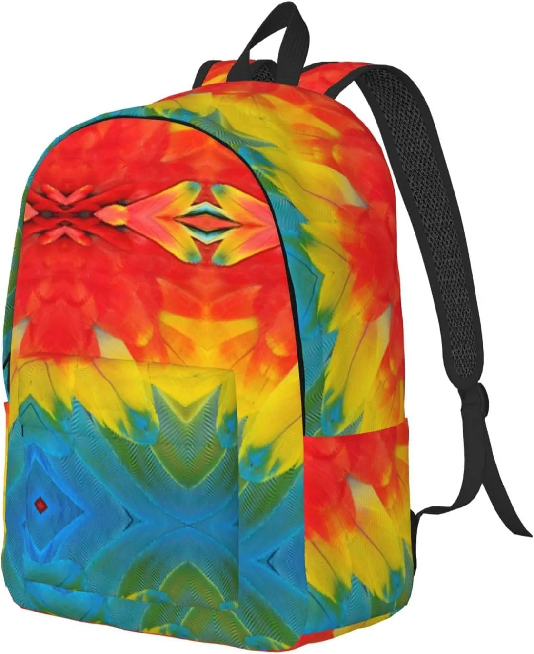 Fantastic Parrot Feather Print Canvas Backpack Women,Mens Travel Casual Daypack Bookbag For Laptop Work Travel Hiking
