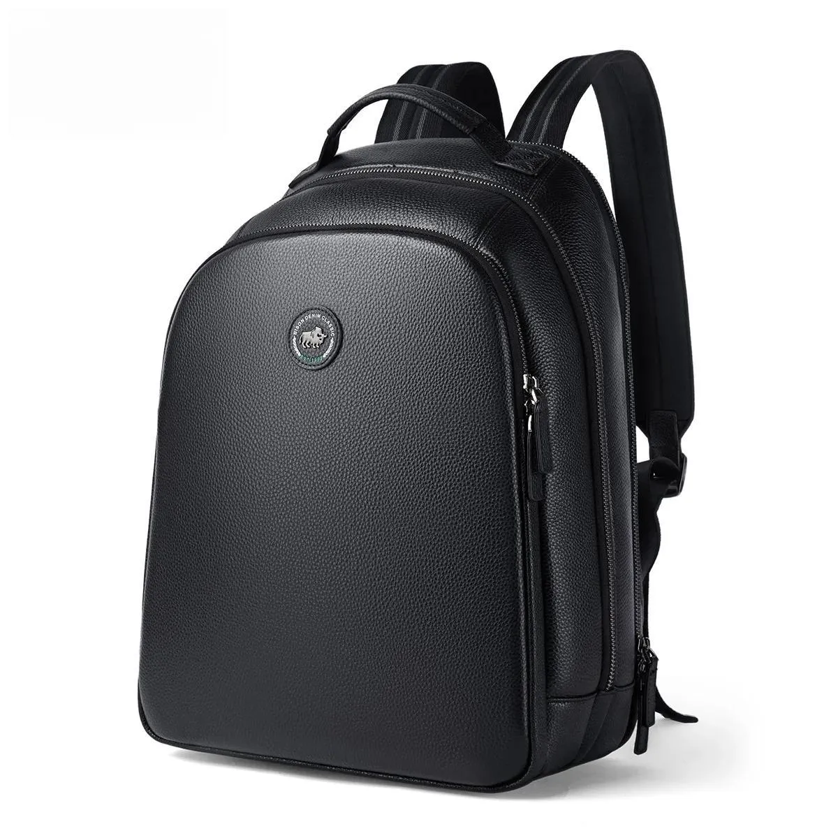 Fashion Men's Leather Backpack Teen Black School Bag Boy College School Bag