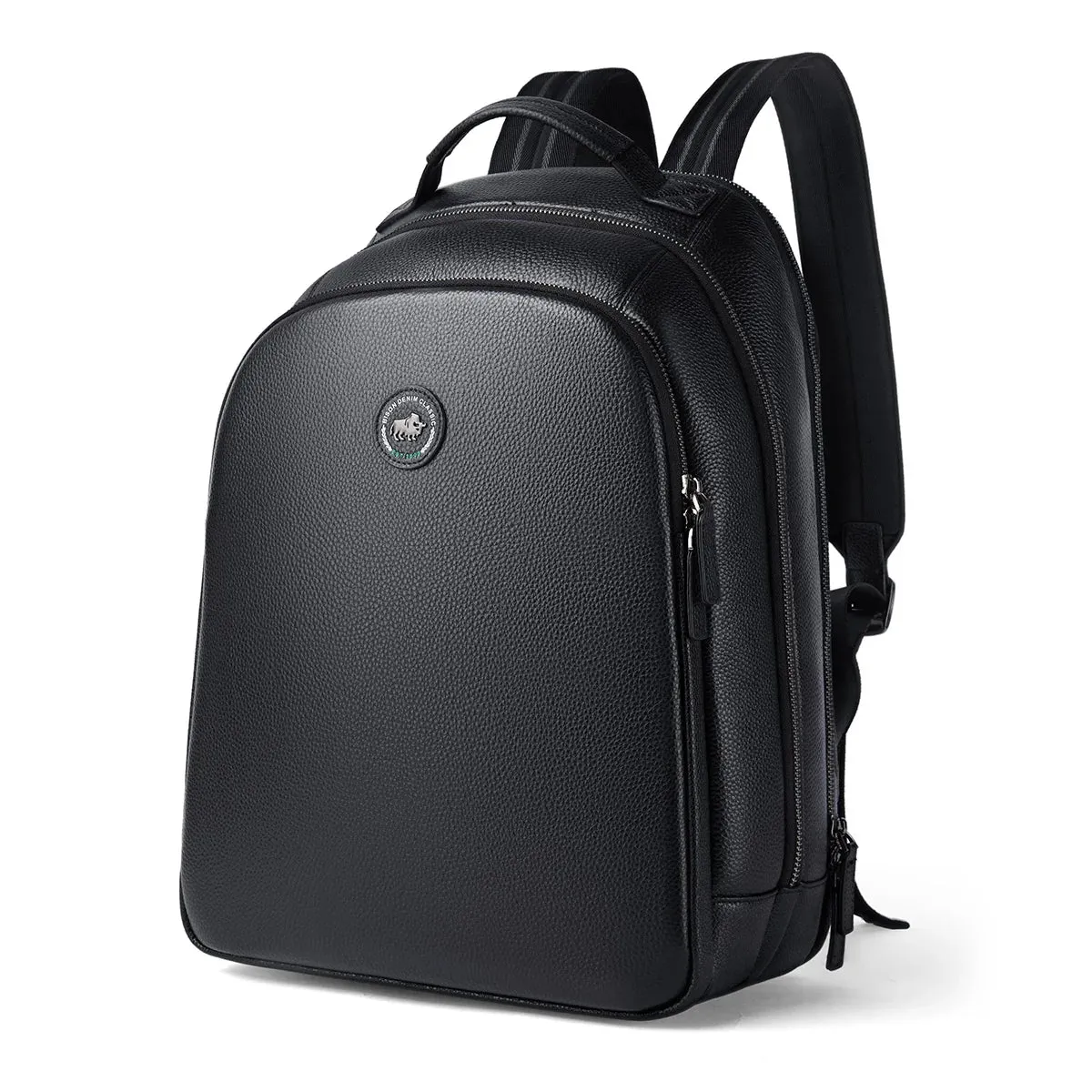Fashion Men's Leather Backpack Teen Black School Bag Boy College School Bag