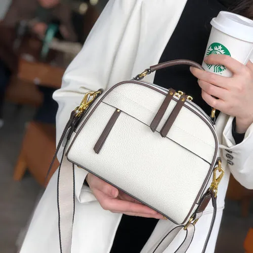 Fashion Round Flap Bag 100% Genuine Cow Leather Women Handbag