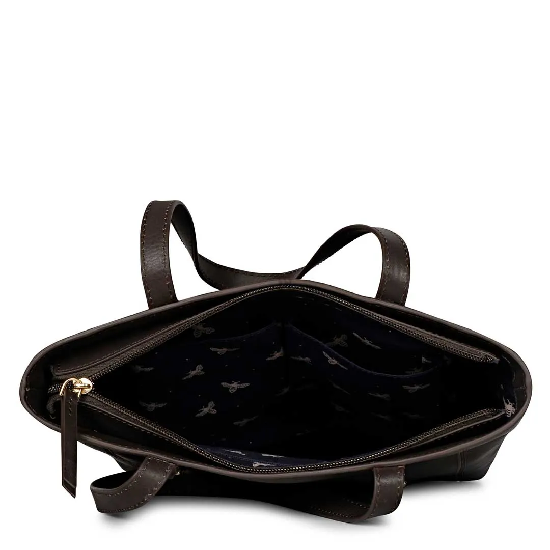 Favore  Dark Chocolate   womens Leather Shopper Tote Bag