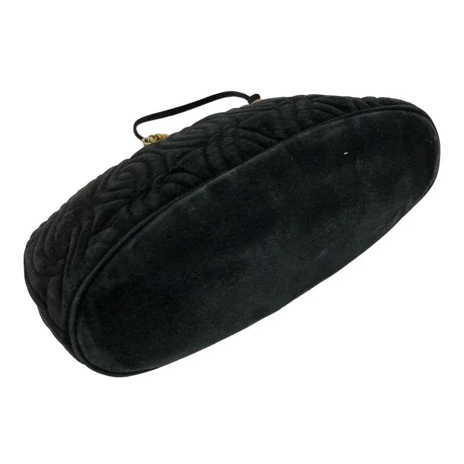 Fendi, black quilted suede with a 'pasta' or 'noodle' design, two way, sling style- clutch or cross body bag with gold 'pasta' accent beads