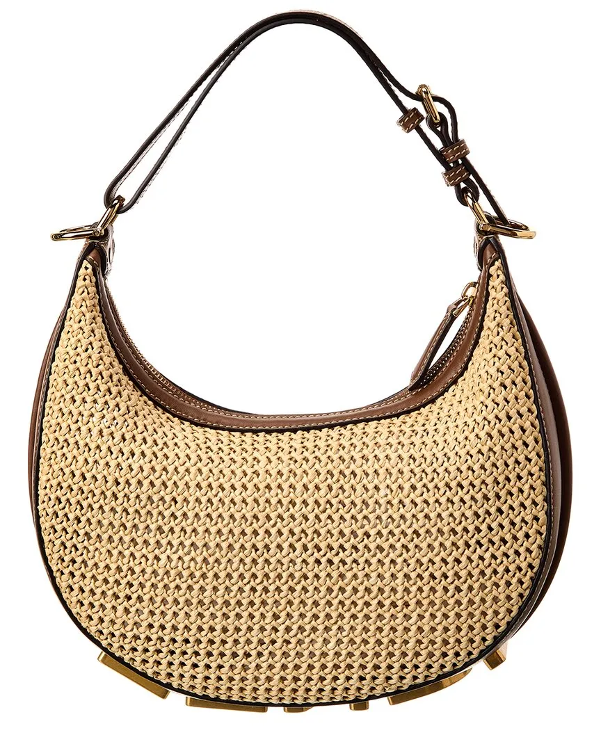 FENDI Fendigraphy Small Macramé & Leather Hobo Bag