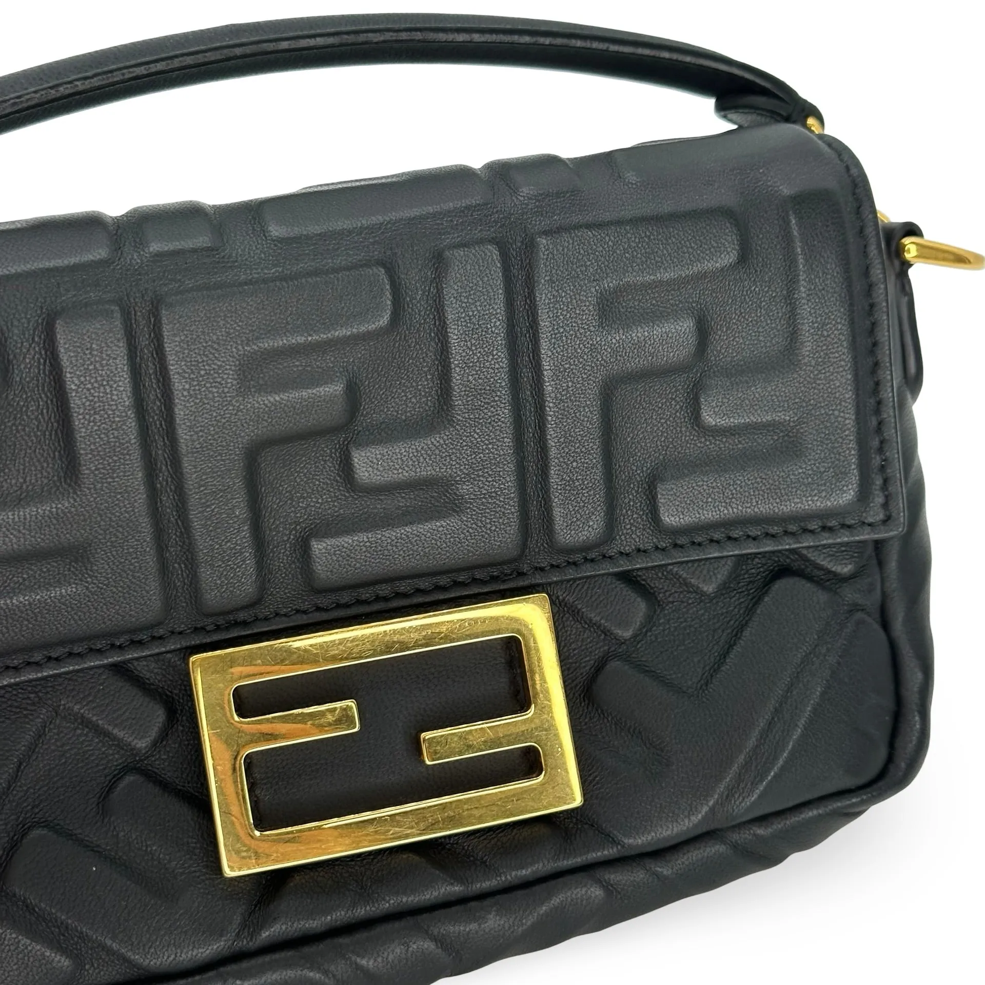 FENDI: FF Embossed Nappa Mini Baguette