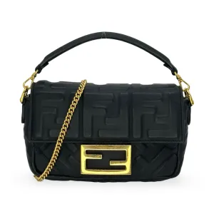 FENDI: FF Embossed Nappa Mini Baguette