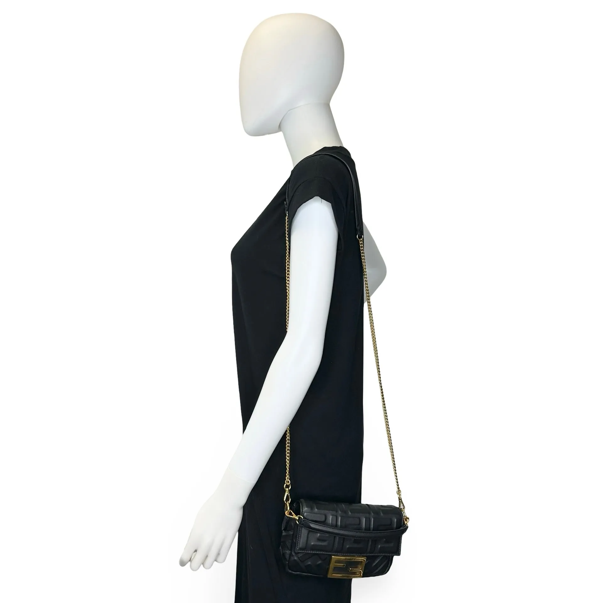 FENDI: FF Embossed Nappa Mini Baguette