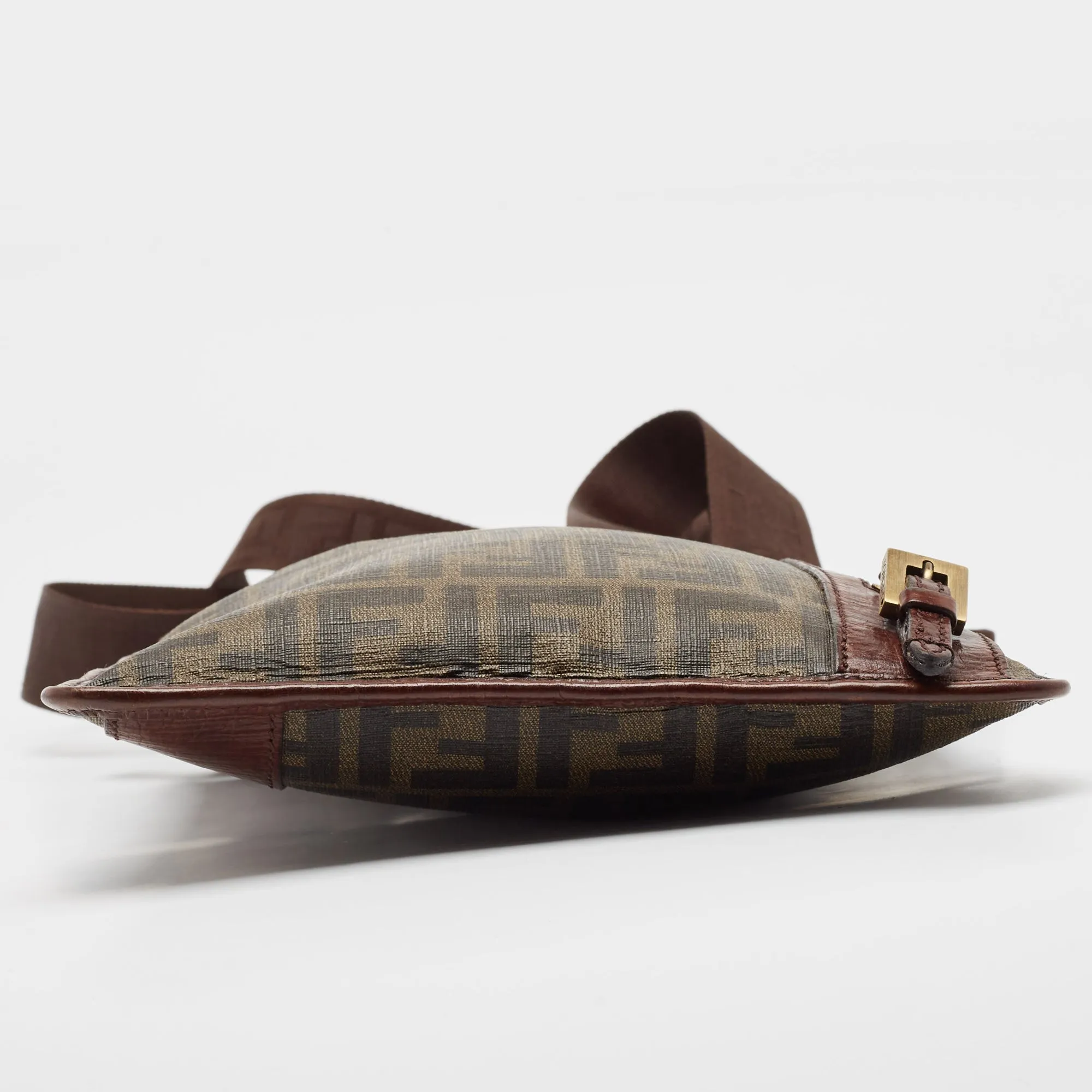 Fendi Zucca Coated Canvas And Leather Flat Messenger Bag