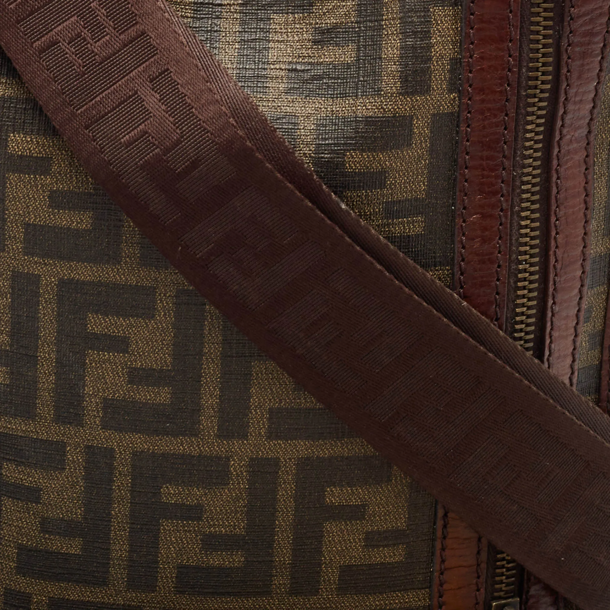 Fendi Zucca Coated Canvas And Leather Flat Messenger Bag
