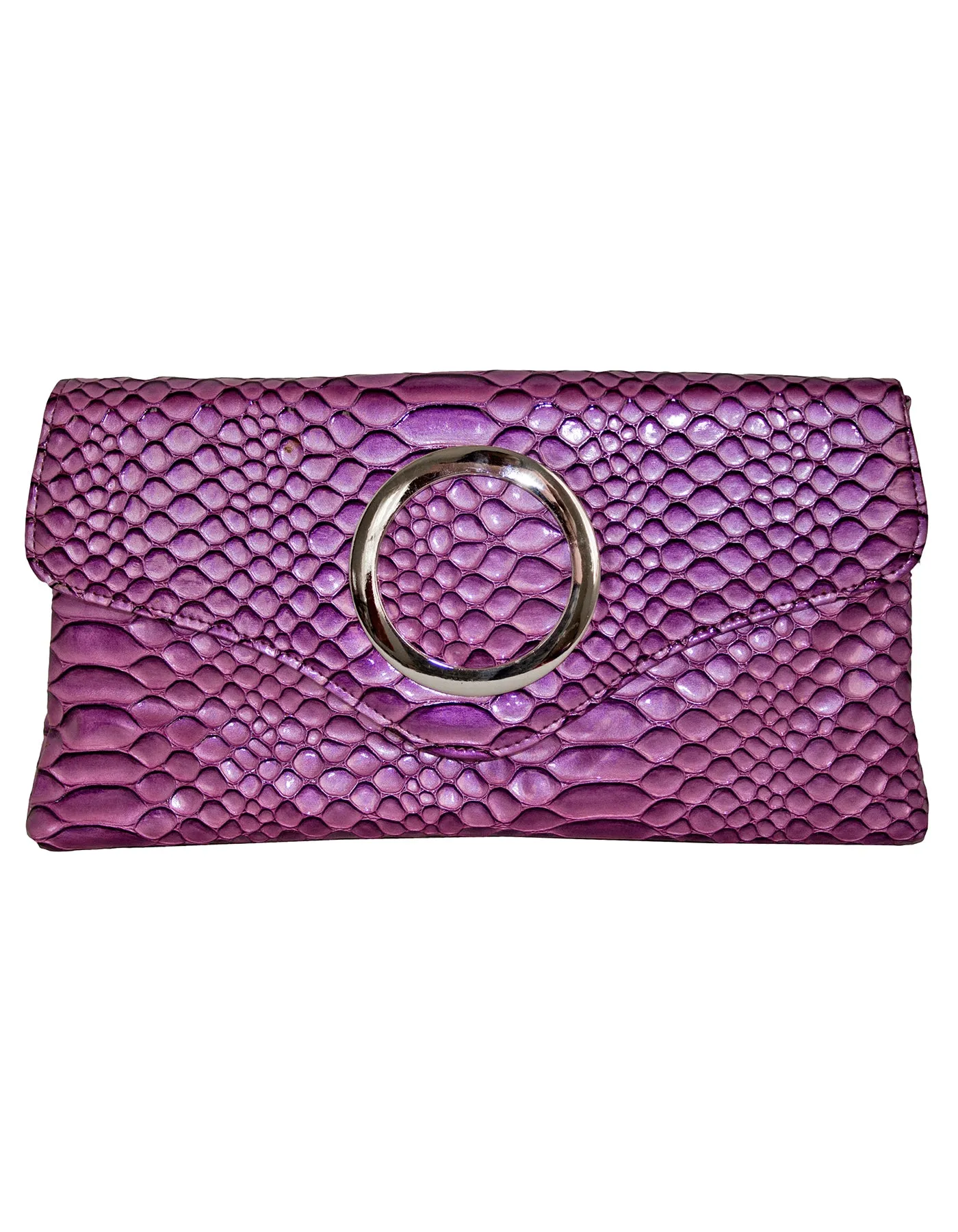 Fino RF-06 Faux Patent Crocodile Faux Leather Clutch Bag with Chain