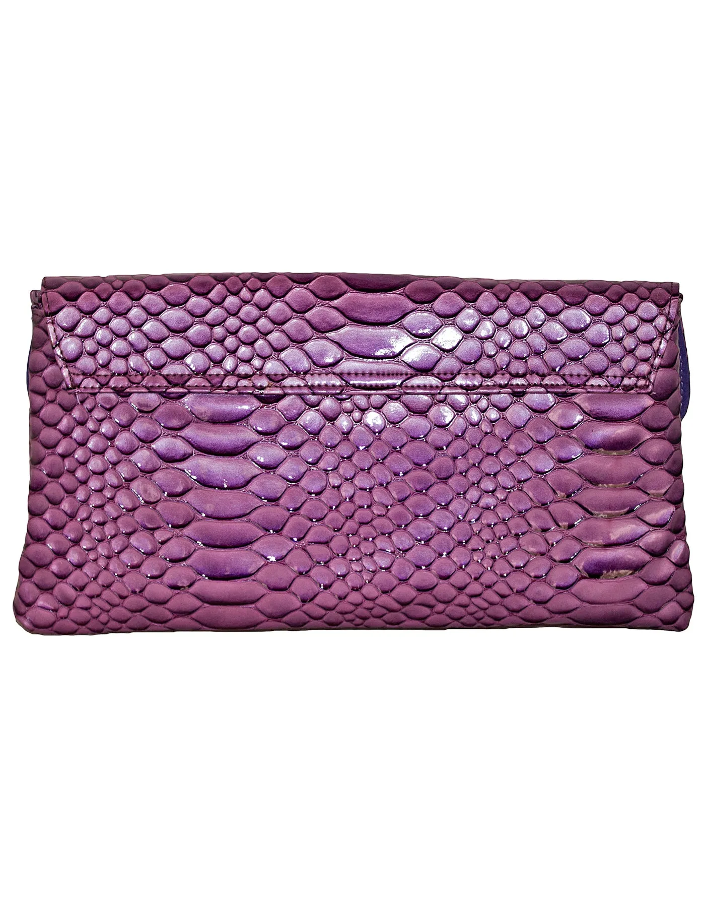 Fino RF-06 Faux Patent Crocodile Faux Leather Clutch Bag with Chain