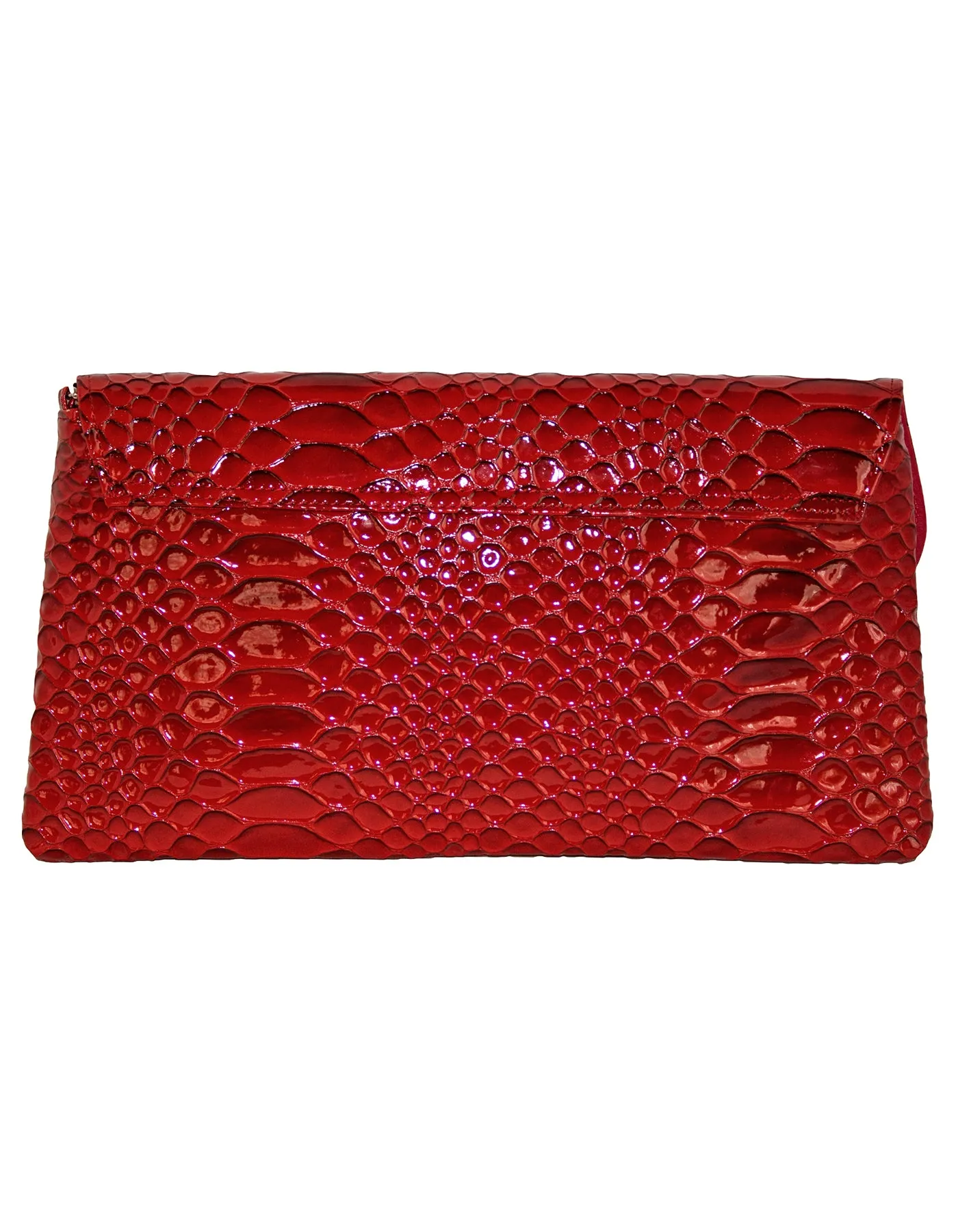 Fino RF-06 Faux Patent Crocodile Faux Leather Clutch Bag with Chain