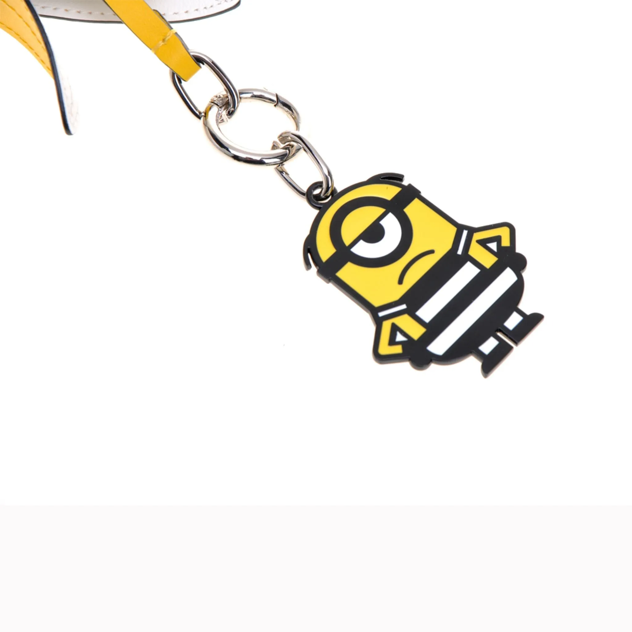 FION Minions Jacquard with Leather Handbag Charms-Banana - Yellow / Black
