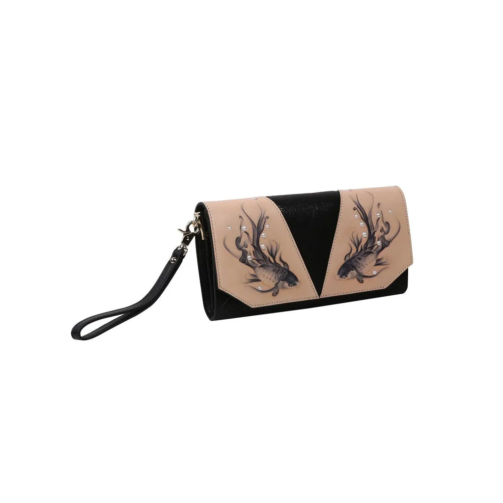 Fish Black Crossbody Clutch