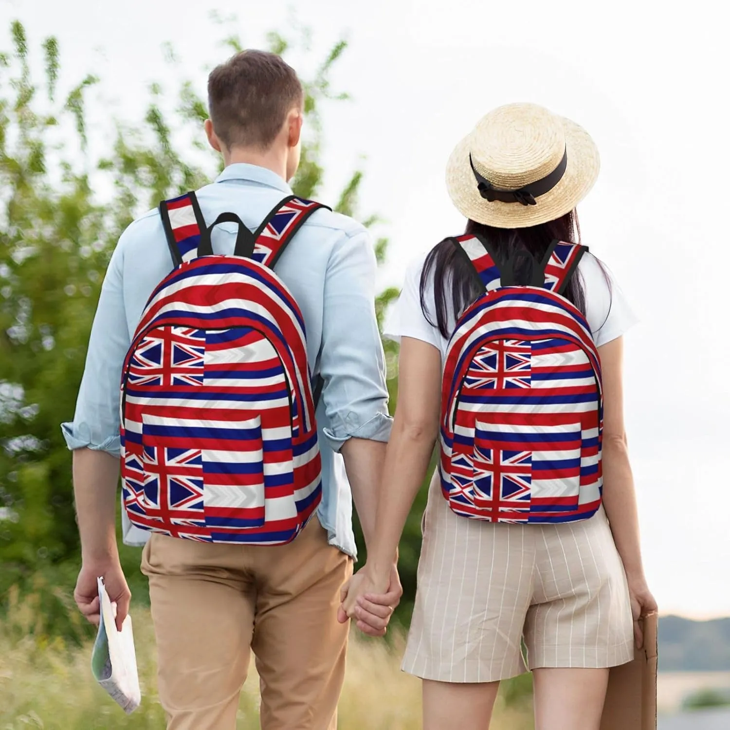 Flag Of Hawaii American Print Canvas Backpack Women,Mens Travel Casual Daypack Bookbag For Laptop Work Travel Hiking