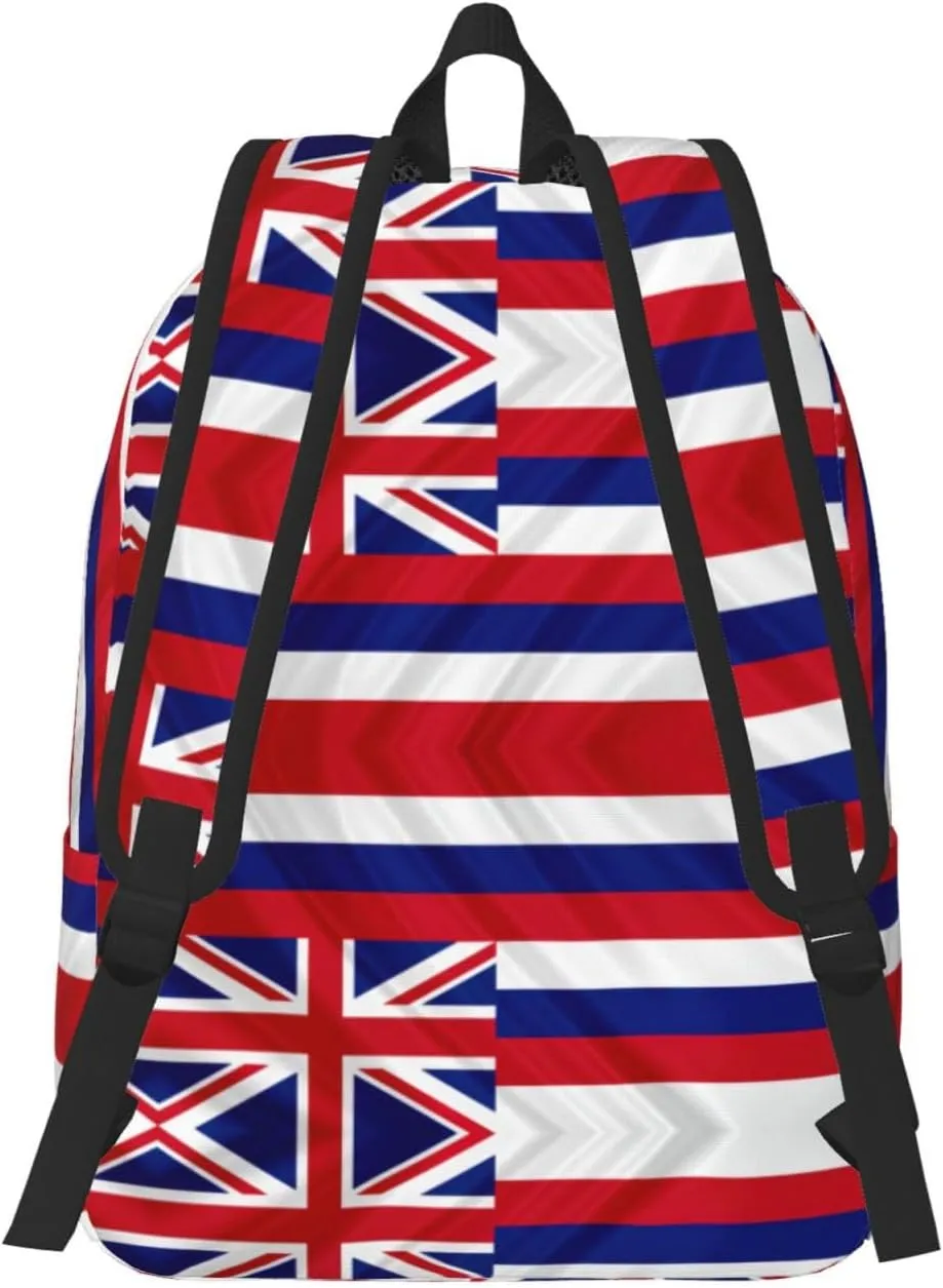 Flag Of Hawaii American Print Canvas Backpack Women,Mens Travel Casual Daypack Bookbag For Laptop Work Travel Hiking