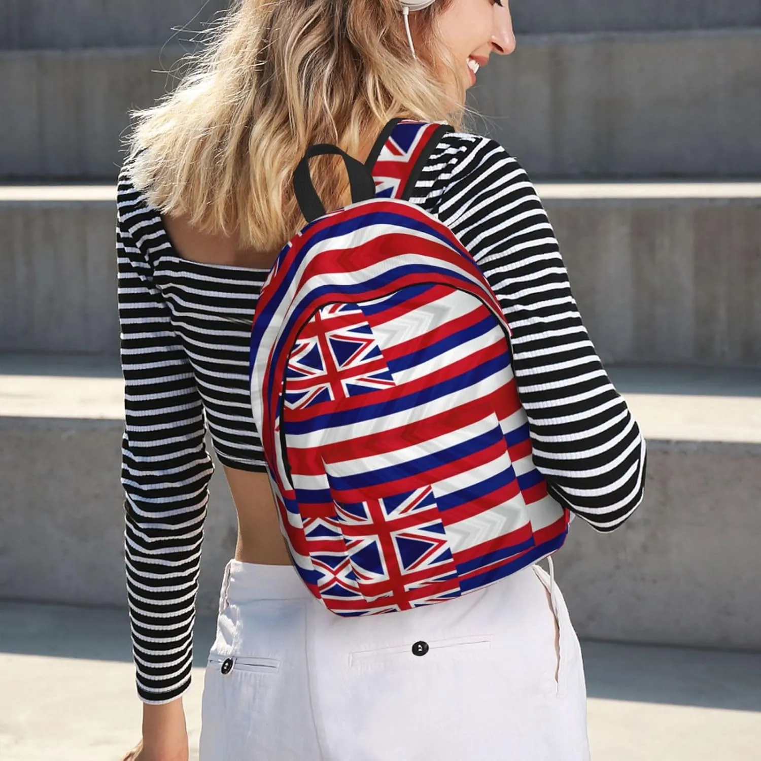 Flag Of Hawaii American Print Canvas Backpack Women,Mens Travel Casual Daypack Bookbag For Laptop Work Travel Hiking