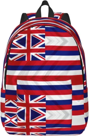 Flag Of Hawaii American Print Canvas Backpack Women,Mens Travel Casual Daypack Bookbag For Laptop Work Travel Hiking