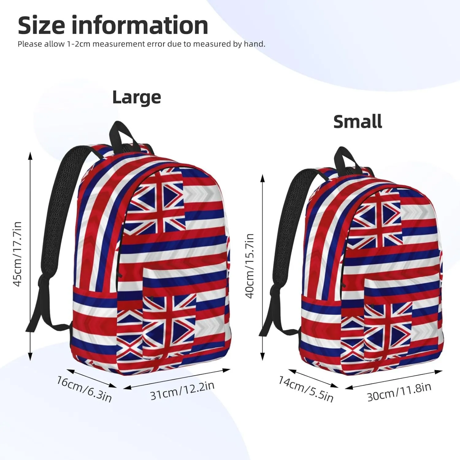 Flag Of Hawaii American Print Canvas Backpack Women,Mens Travel Casual Daypack Bookbag For Laptop Work Travel Hiking