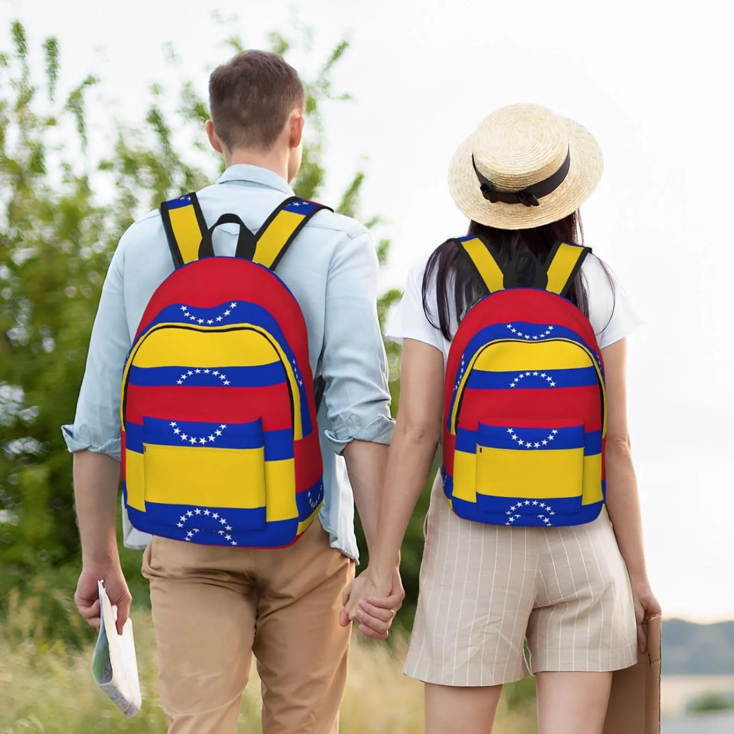 Flag Of Venezuela Print Canvas Backpack Women,Mens Travel Casual Daypack Bookbag For Laptop Work Travel Hiking
