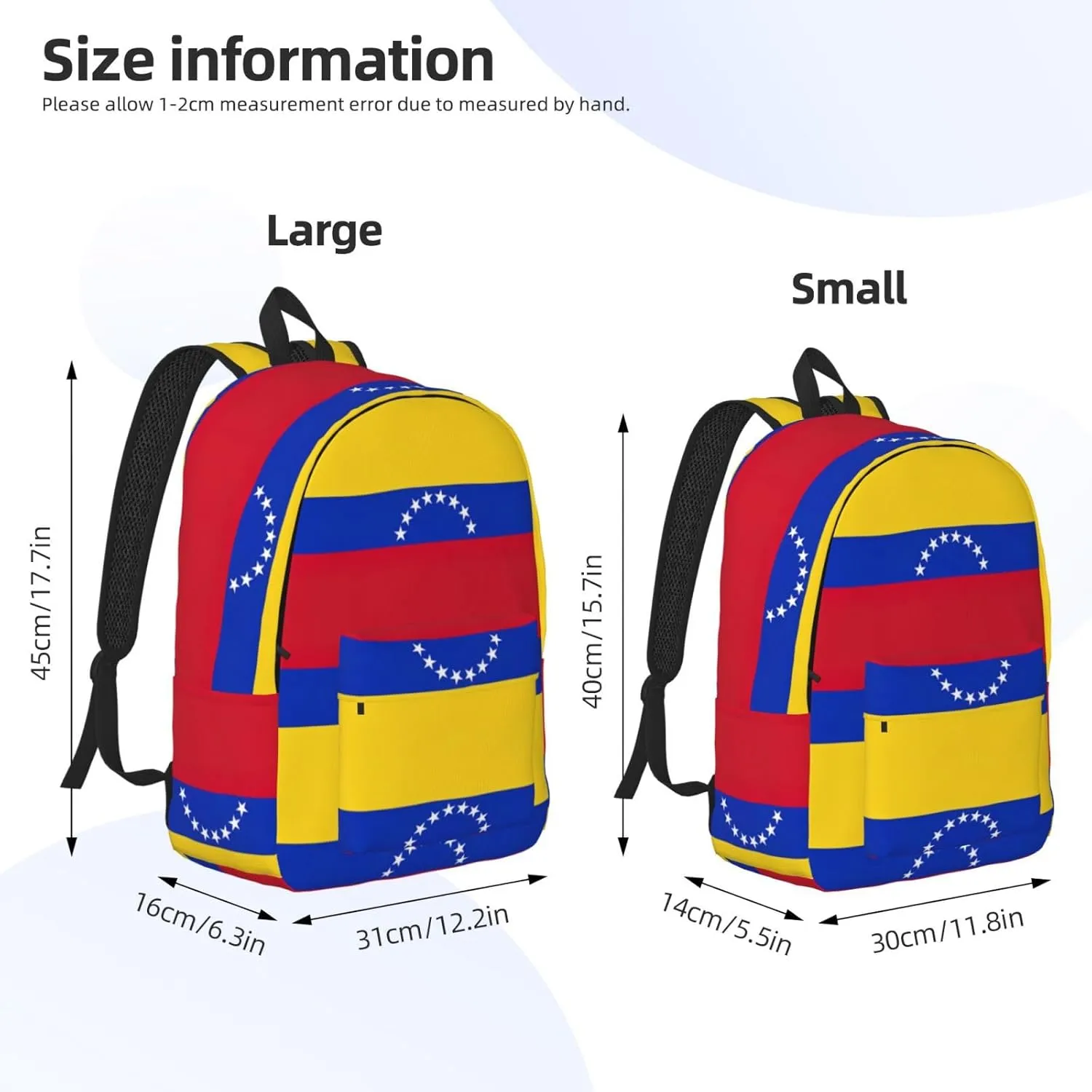 Flag Of Venezuela Print Canvas Backpack Women,Mens Travel Casual Daypack Bookbag For Laptop Work Travel Hiking