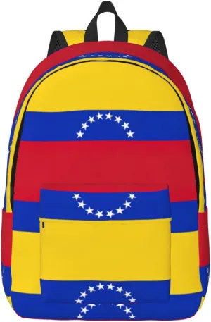 Flag Of Venezuela Print Canvas Backpack Women,Mens Travel Casual Daypack Bookbag For Laptop Work Travel Hiking