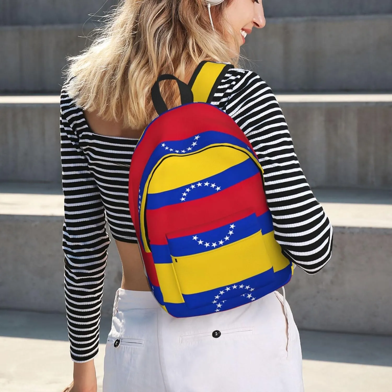 Flag Of Venezuela Print Canvas Backpack Women,Mens Travel Casual Daypack Bookbag For Laptop Work Travel Hiking