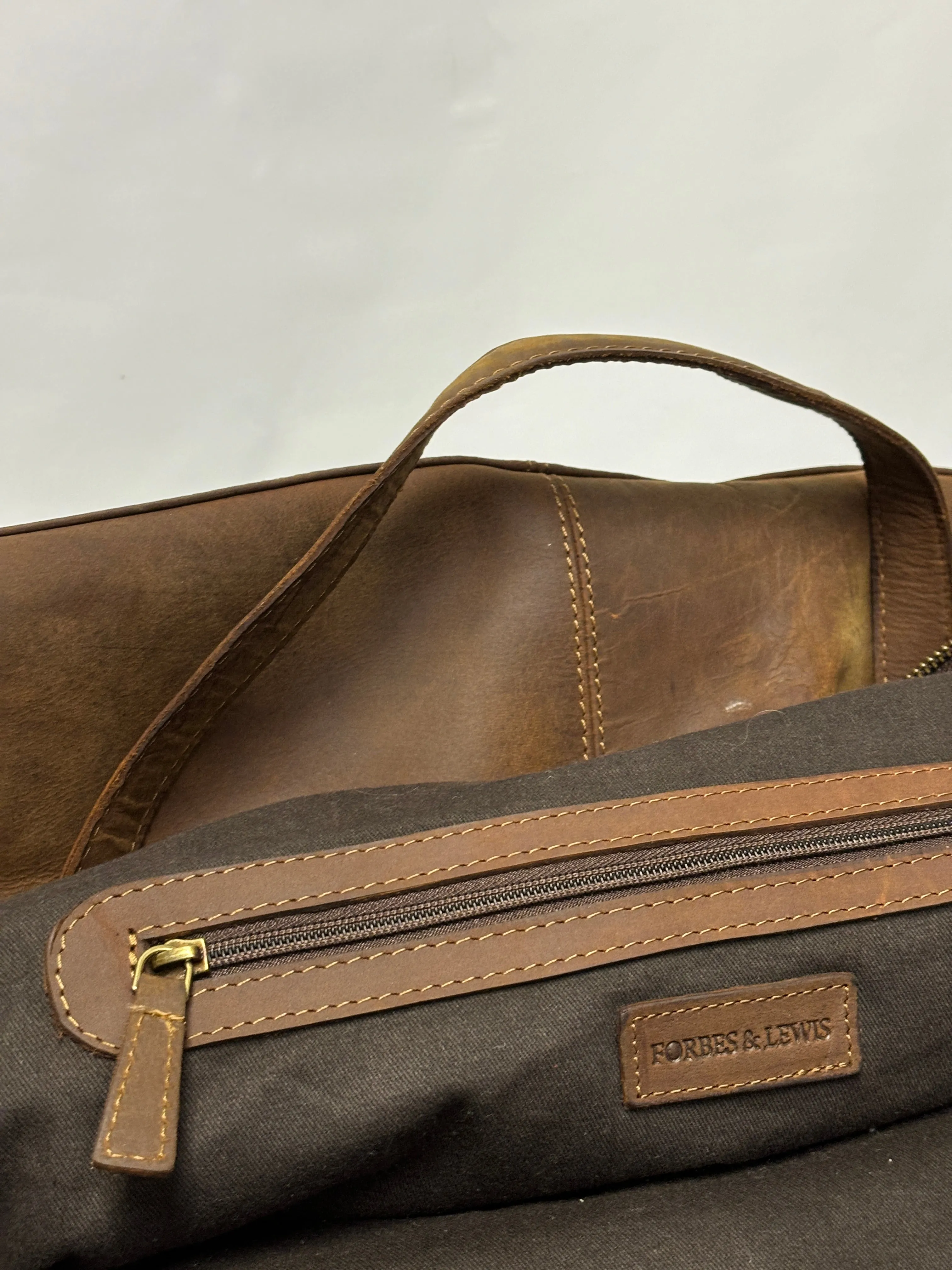 Forbes & Lewis Brown Leather Weekender Bag Large
