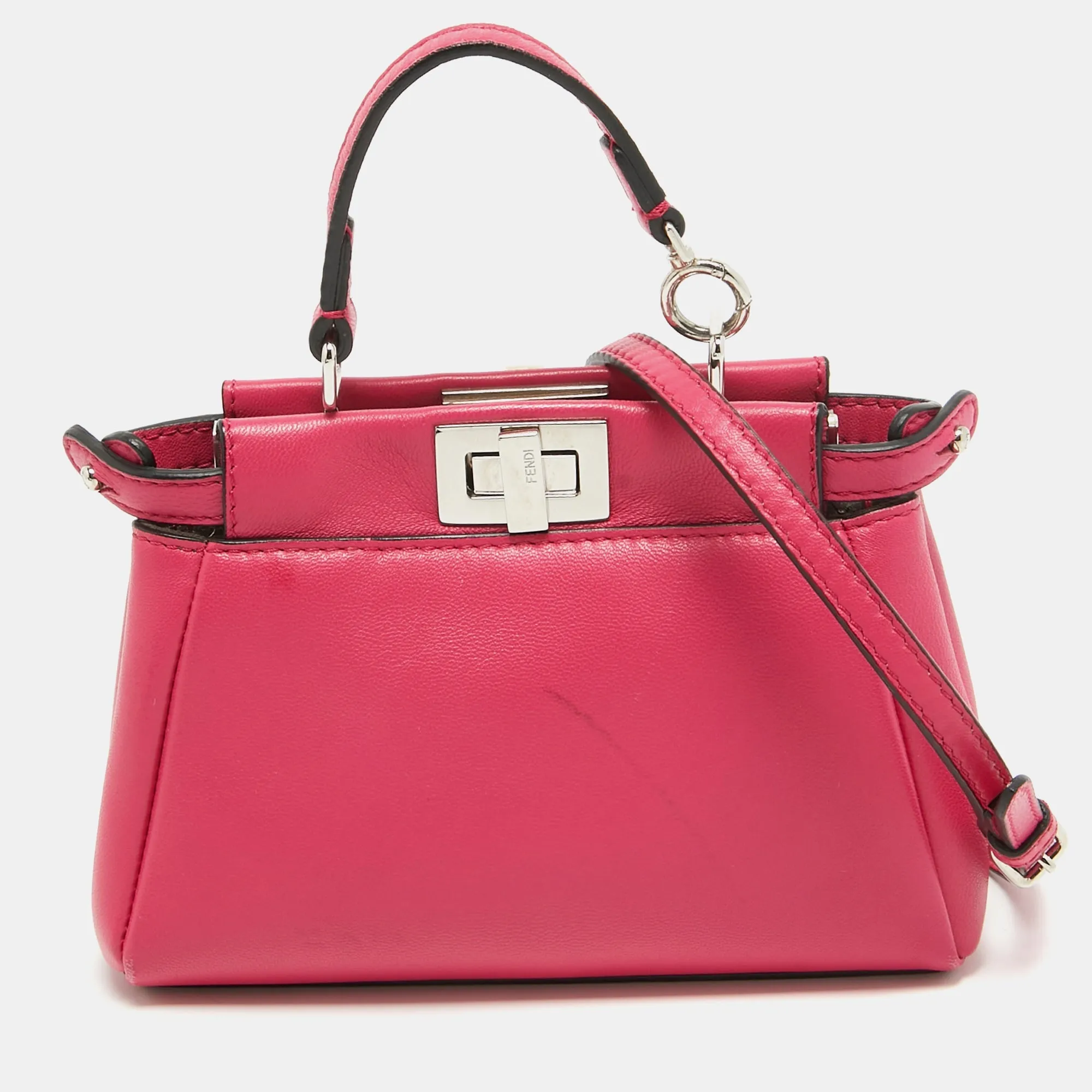 Fuchsia Leather Micro Peekaboo Crossbody Bag