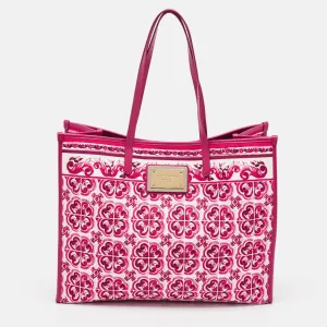 Fuchsia Majolica Print Canvas Large Shopper Tote