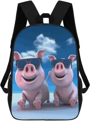 Funny 3D Piggies Business Laptop Backpack for Women Men 17 Inch Carry on Backpack Waterproof Black Bookbag Fashion Lightweight Backpacks for Travel Hiking Camping Casual Daypack Backpacks