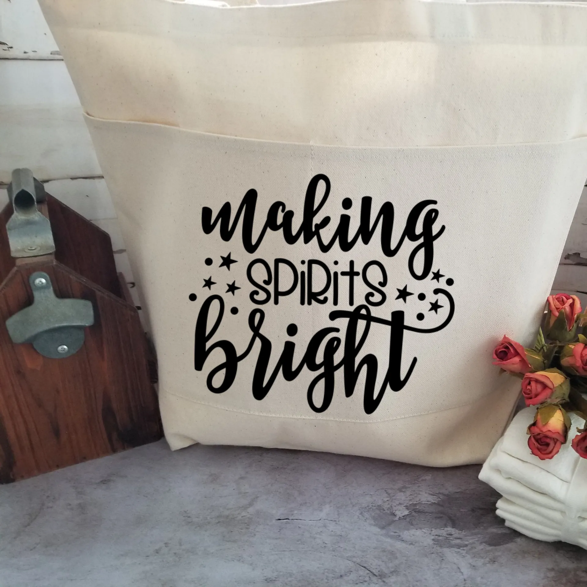 Funny Tote Bag, Cotton Canvas Tote, Reusable Grocery Bag, Tote Bag with Pockets, Holiday Tote Bag, Farmers Market Bag, Funny Shopping Bag