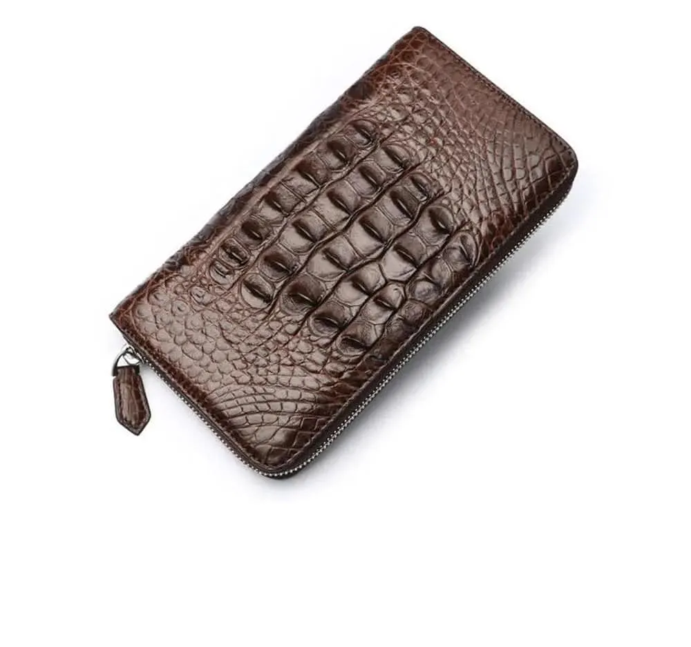 Genuine crocodile leather Large Long Zip Wallet