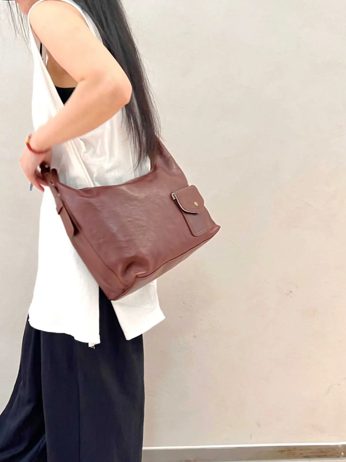 Genuine Leather Hobo Bags Womens Slouch Hobo Purse