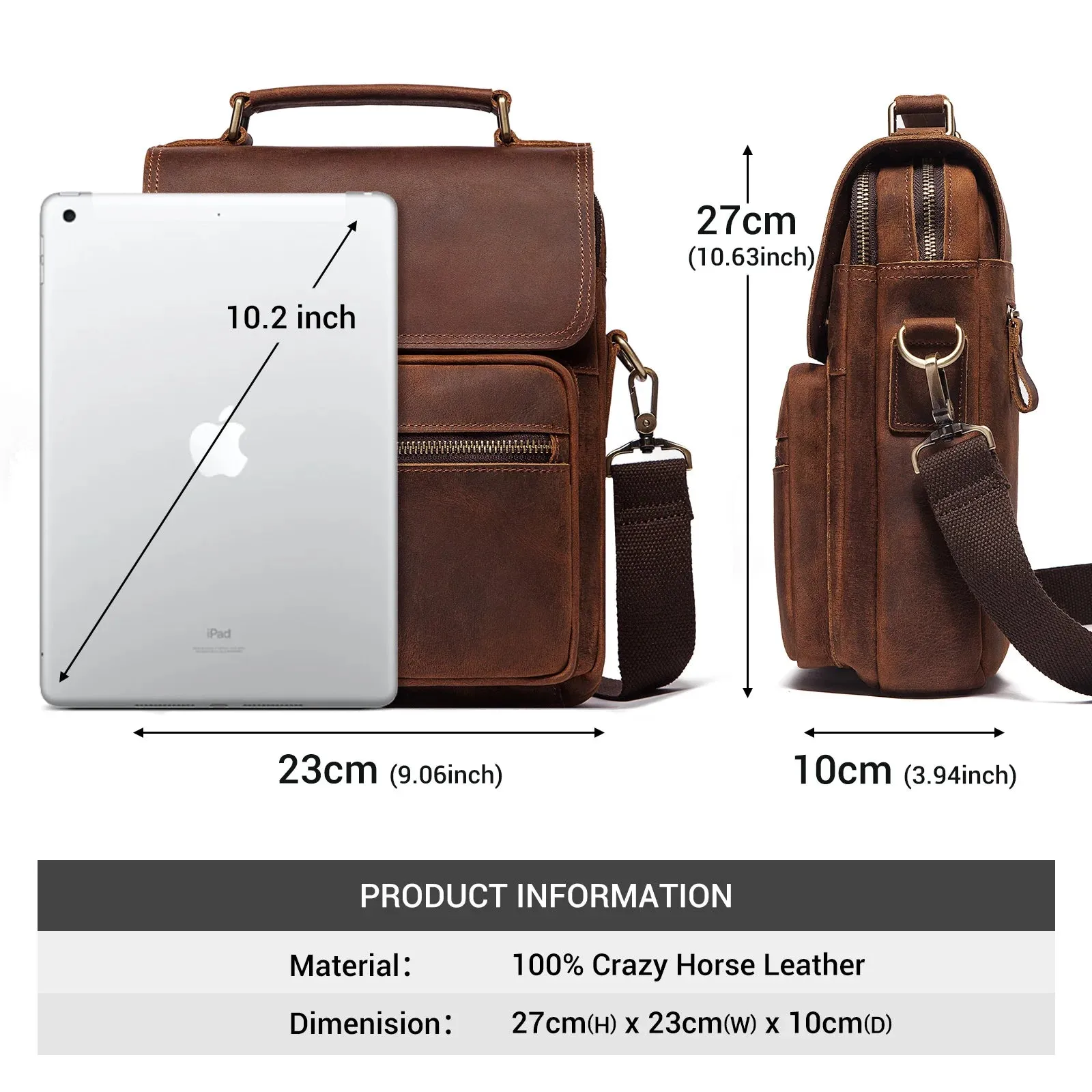 Genuine Leather Men's Shoulder Bag Luxury Work Business Messenger Bags
