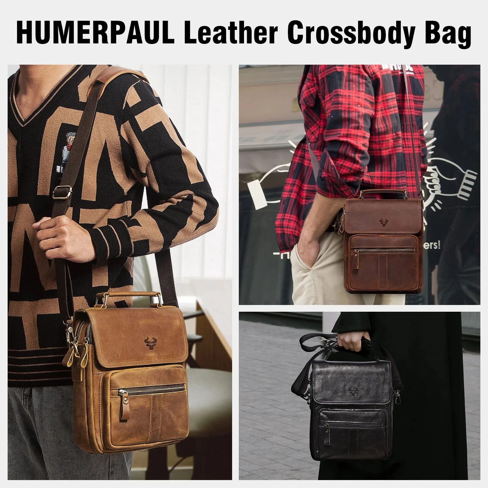 Genuine Leather Men's Shoulder Bag Luxury Work Business Messenger Bags