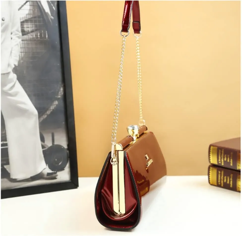 Genuine Leather Women's Top Handle Satchel Crossbody Handbags Clutch Evening Bag Purses Small Shoulder Bags