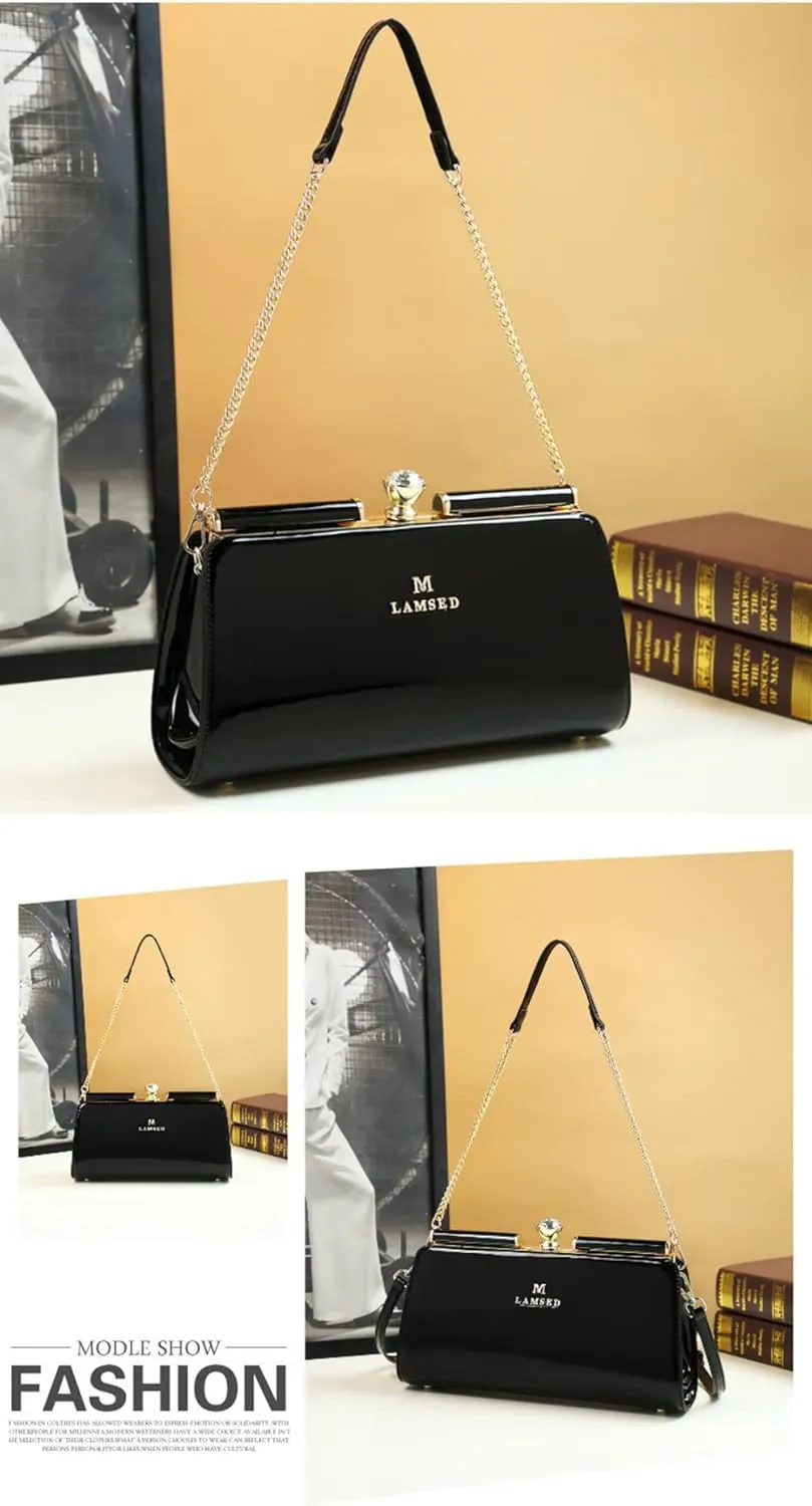 Genuine Leather Women's Top Handle Satchel Crossbody Handbags Clutch Evening Bag Purses Small Shoulder Bags