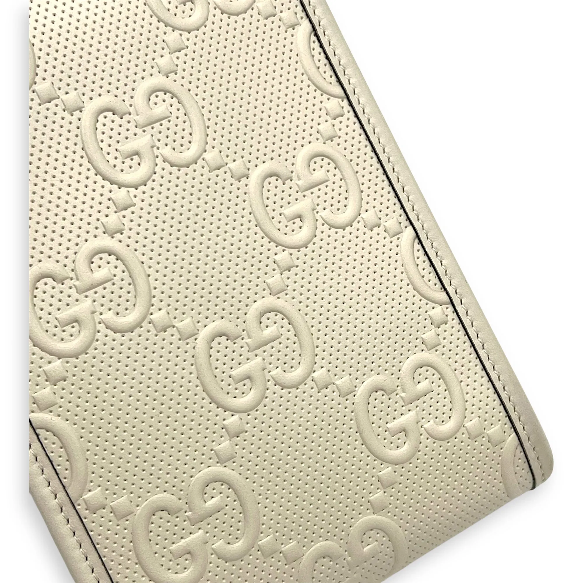 GG Crossbody Bag White in Calfskin, Silver hardware