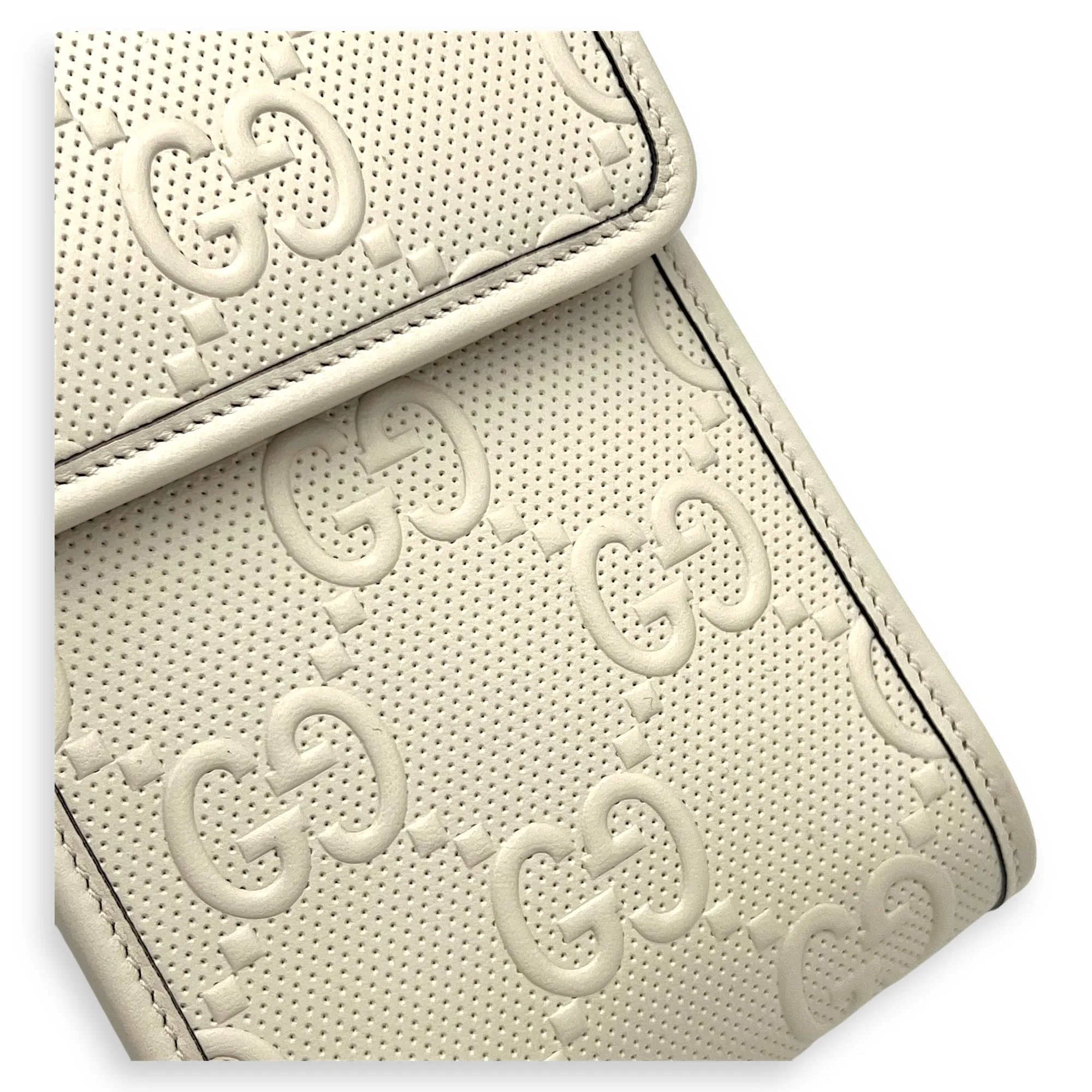 GG Crossbody Bag White in Calfskin, Silver hardware