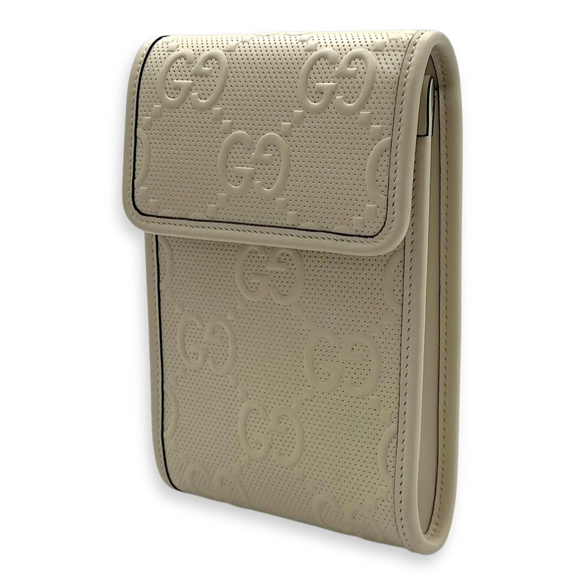 GG Crossbody Bag White in Calfskin, Silver hardware