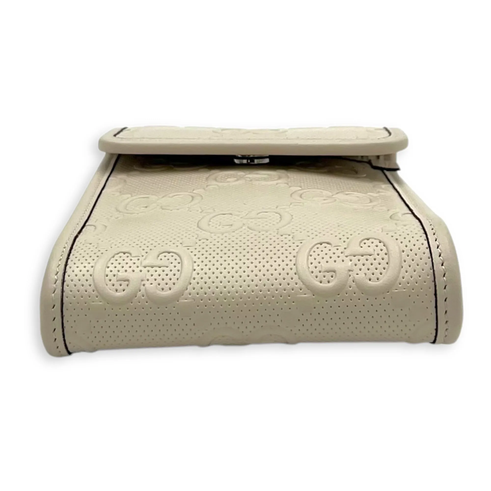 GG Crossbody Bag White in Calfskin, Silver hardware