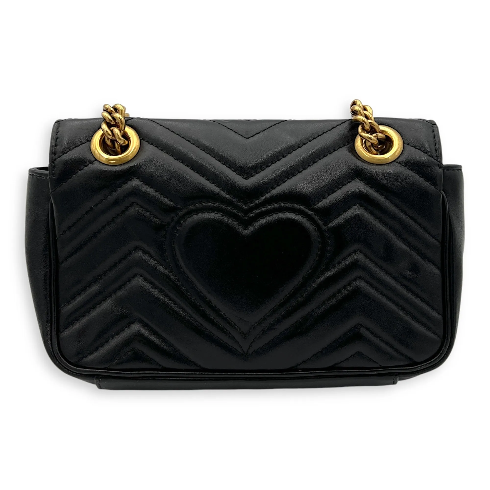 GG Marmont Shoulder Bag Mini Black in Calfskin, Gold hardware